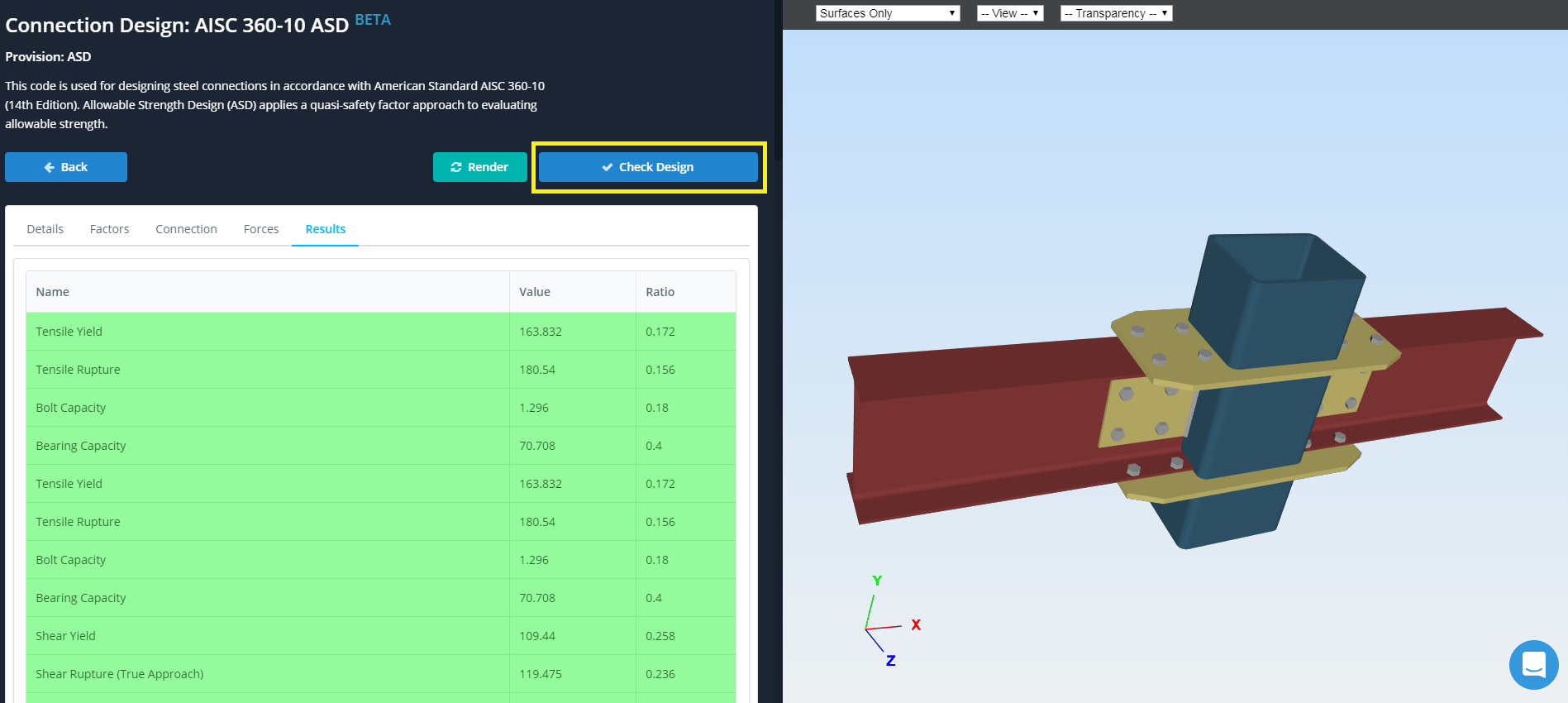 design checks for the AISC limit states for a collared plate