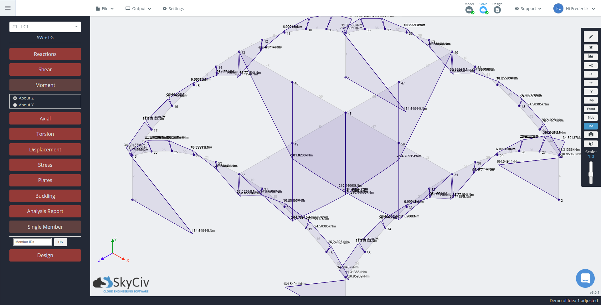 Arch structure moments z