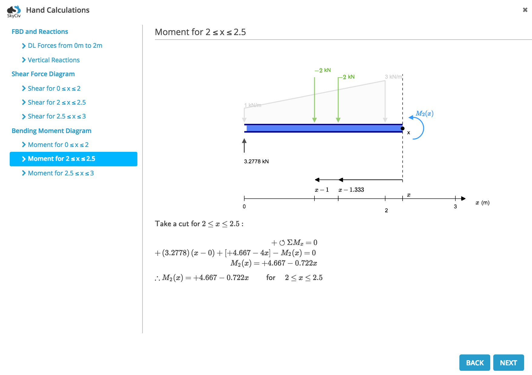 cálculos manuales para diagramas de momento flector y fuerza cortante calculadora de vigas