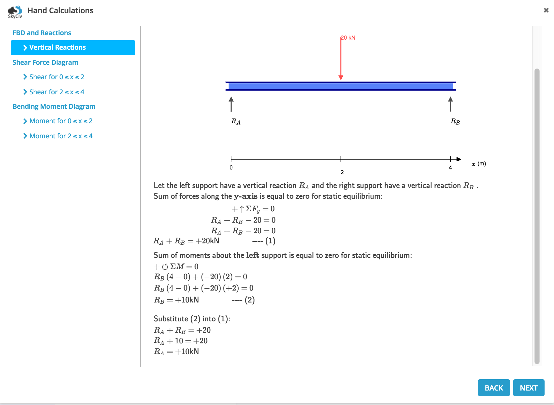 Beam-Software-Hand-Calculs-Reactions, déterminer les réactions aux appuis