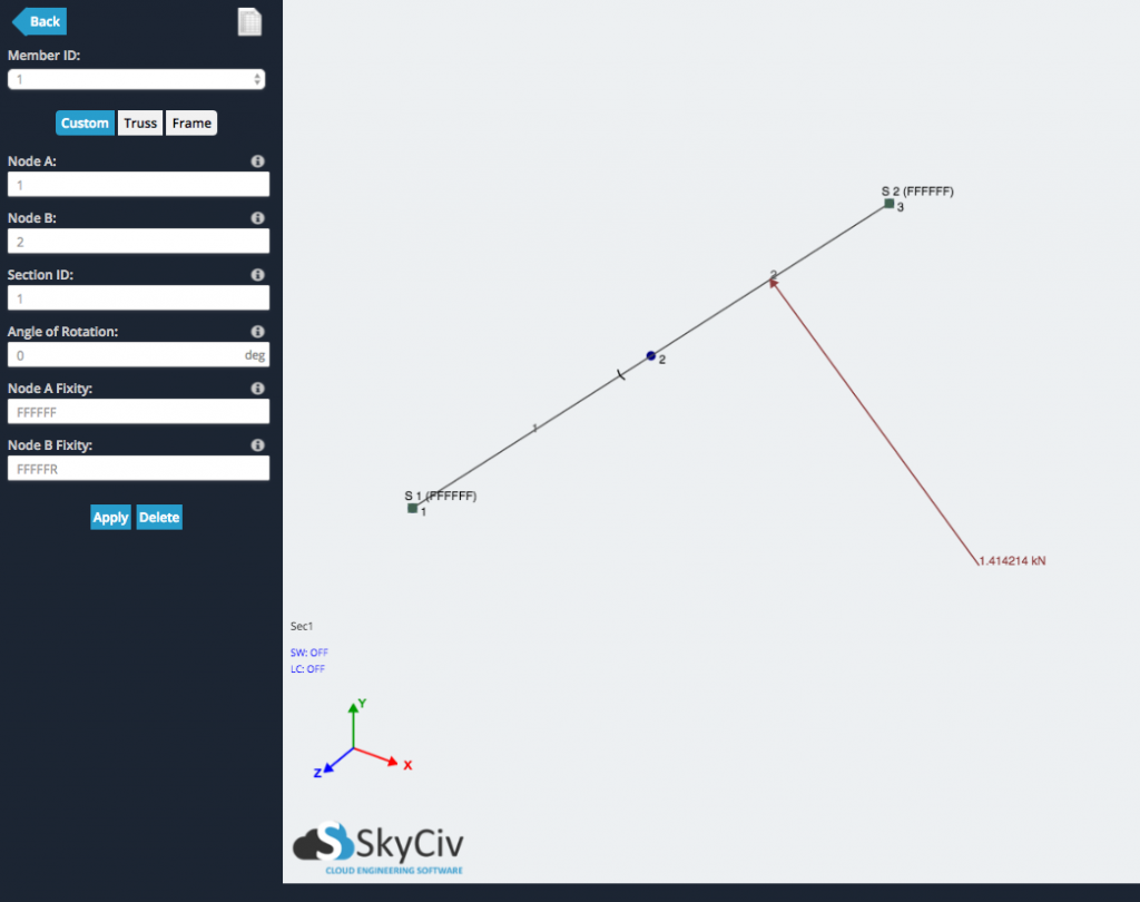 Μοντέλο Hinge-Connection-SkyCiv-Software