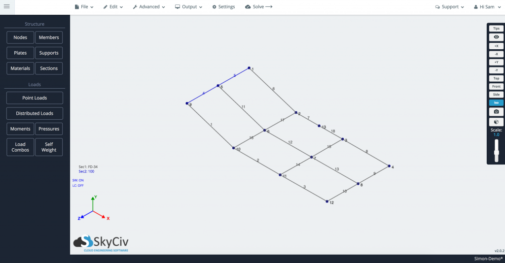 Exemple-de-Gréement-Structure-Truss-Modélisé-dans-SkyCiv