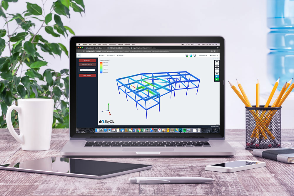 desk_pencil_plant_building | SkyCiv Cloud Structural Analysis Software