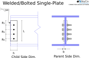 example of a shear connection with bolts and welds from skyciv connection design software