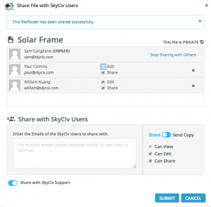 File sharing on cloud based structural analysis software