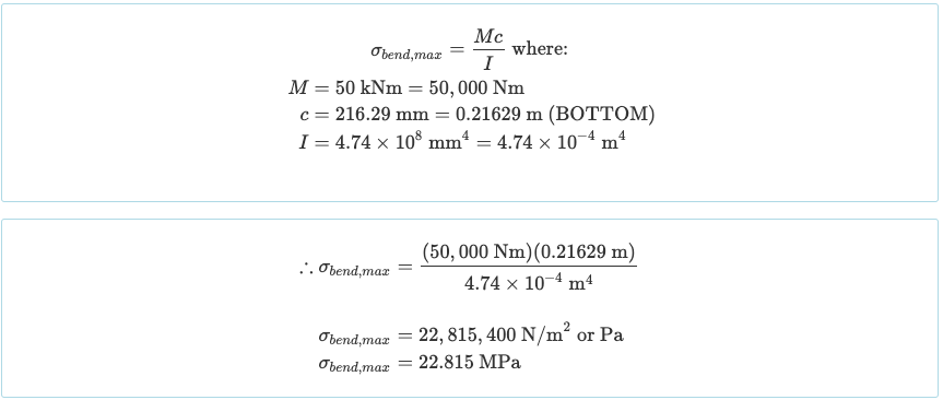 Calculate Bending Stress in a Beam Section, stress equation, 詳細な内訳, ビーム応力, bending stress equation, bending stress formula