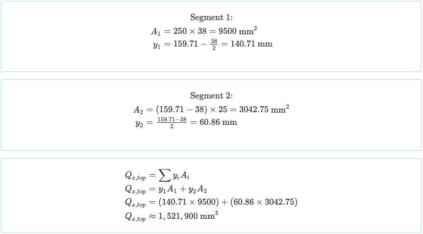 Calcolo della sezione Statica o Primo momento dell'area delle sezioni del raggio - 2