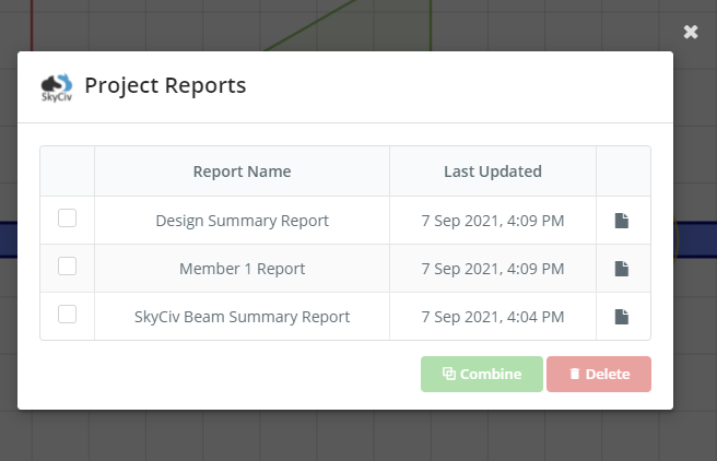 SkyCiv Beam Project Reports