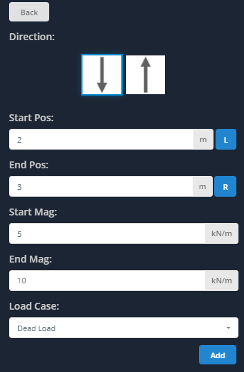 SkyCiv Beam Distributed Load