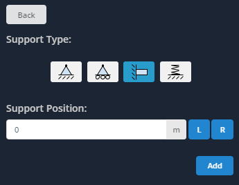 SkyCiv Beam Aggiungi supporto