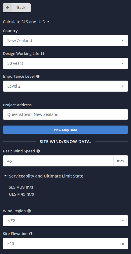 AS / NZS 1170.2 サイトパラメータ