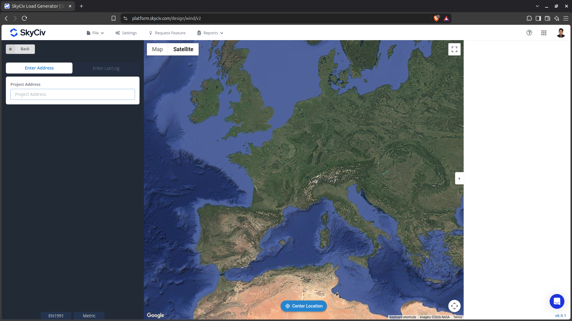NEL 1991 SkyCiv Load Generator UI start