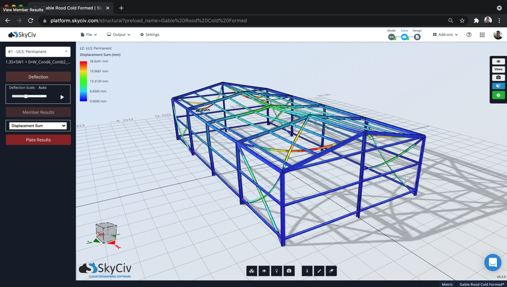 gableroofstructureanalysissoftwareskycivrendererdeflection