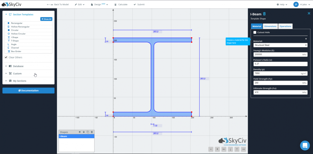 Adding a Section | SkyCiv Engineering