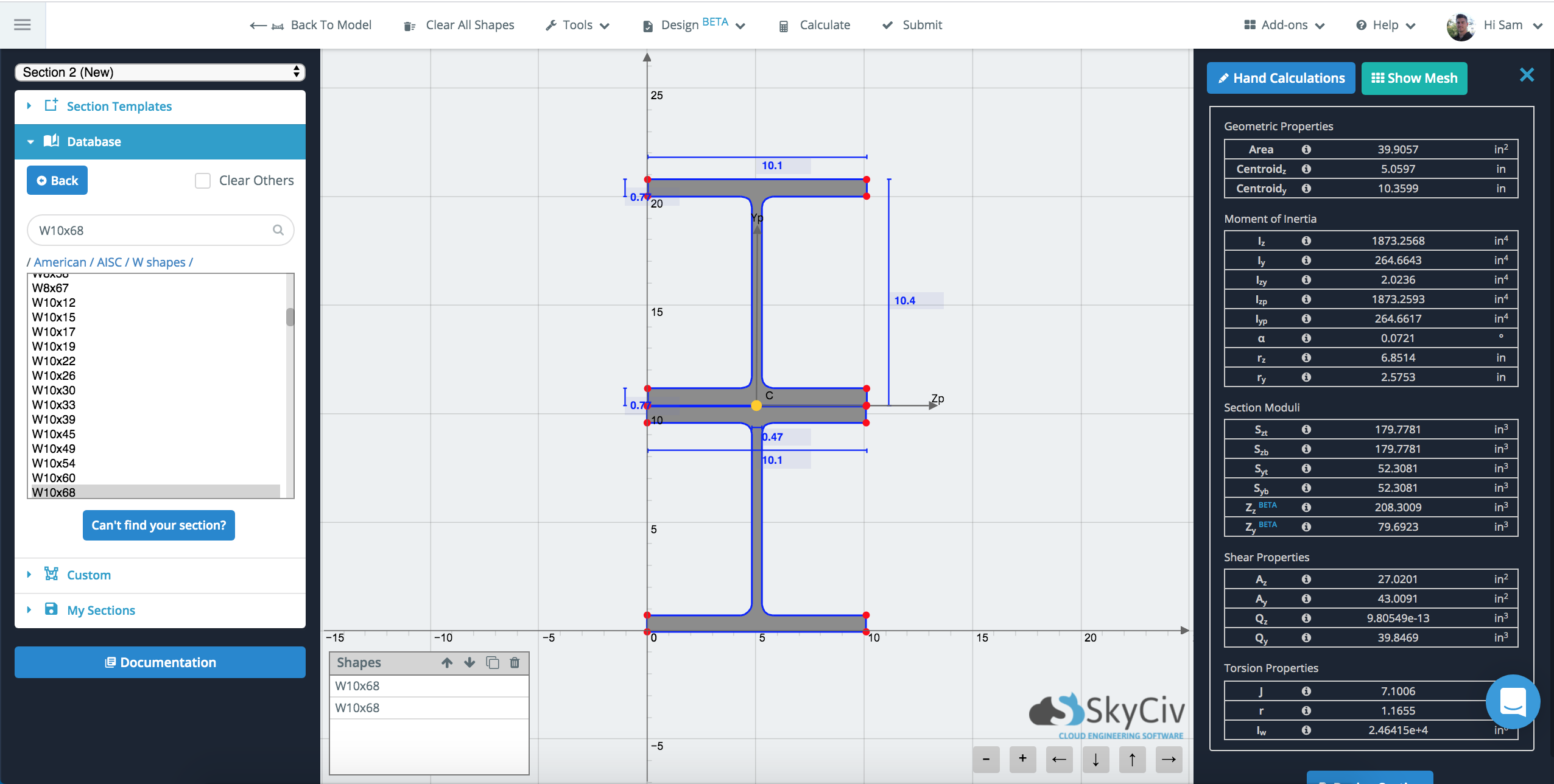 Stacked-Balken-Section-Builder-Methode