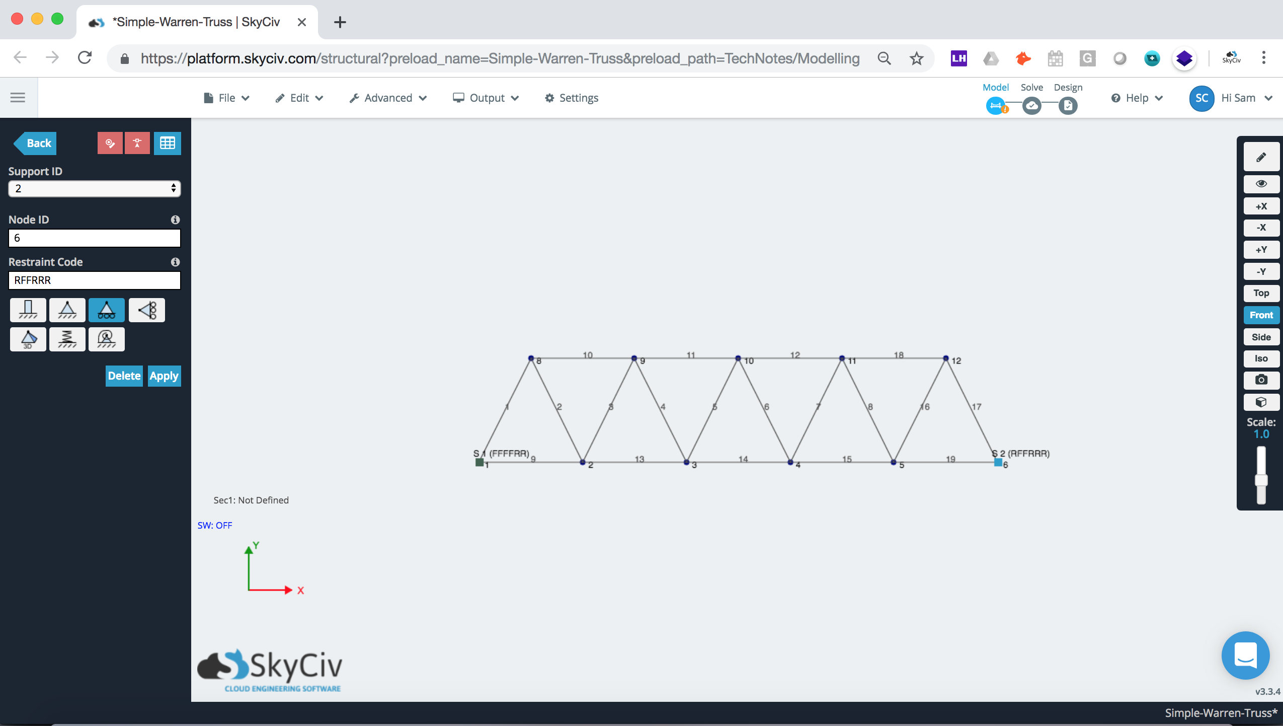 configuración-de-soporte-en-un-truss