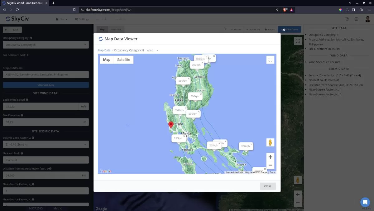 Mapa de velocidade do vento Filipinas NSCP 2015