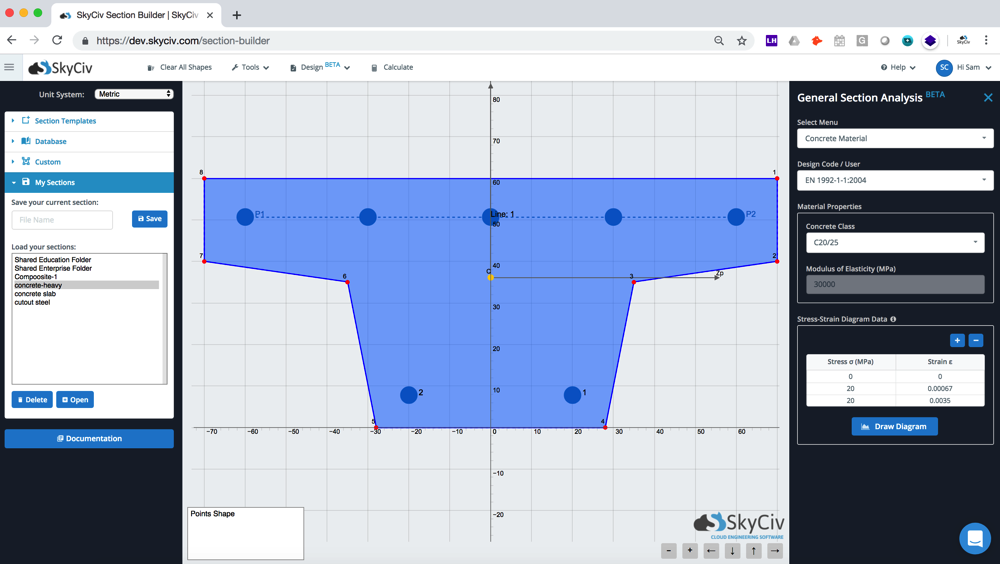 general concrete section design for beams and columns