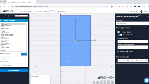 adicionar reforço ao software de design rc no skyciv