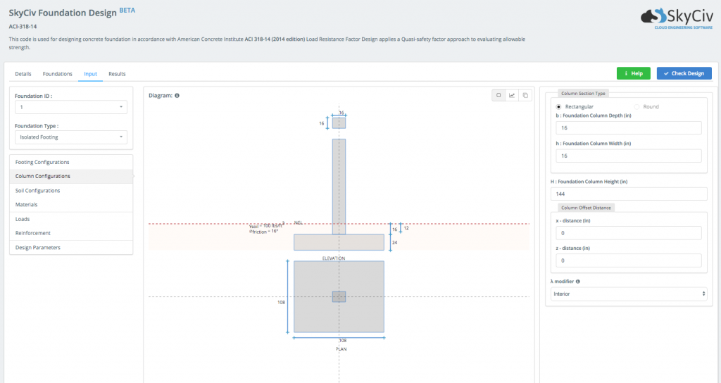 footing-design-software-skyciv-aci-318, Σχεδιασμός ιδρύματος, σχεδιασμός βάσης, θεμέλιο βάσης