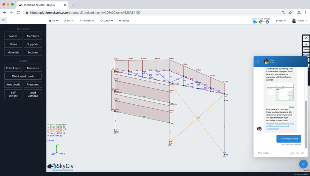 live chat support with skyciv structural analysis software on the cloud
