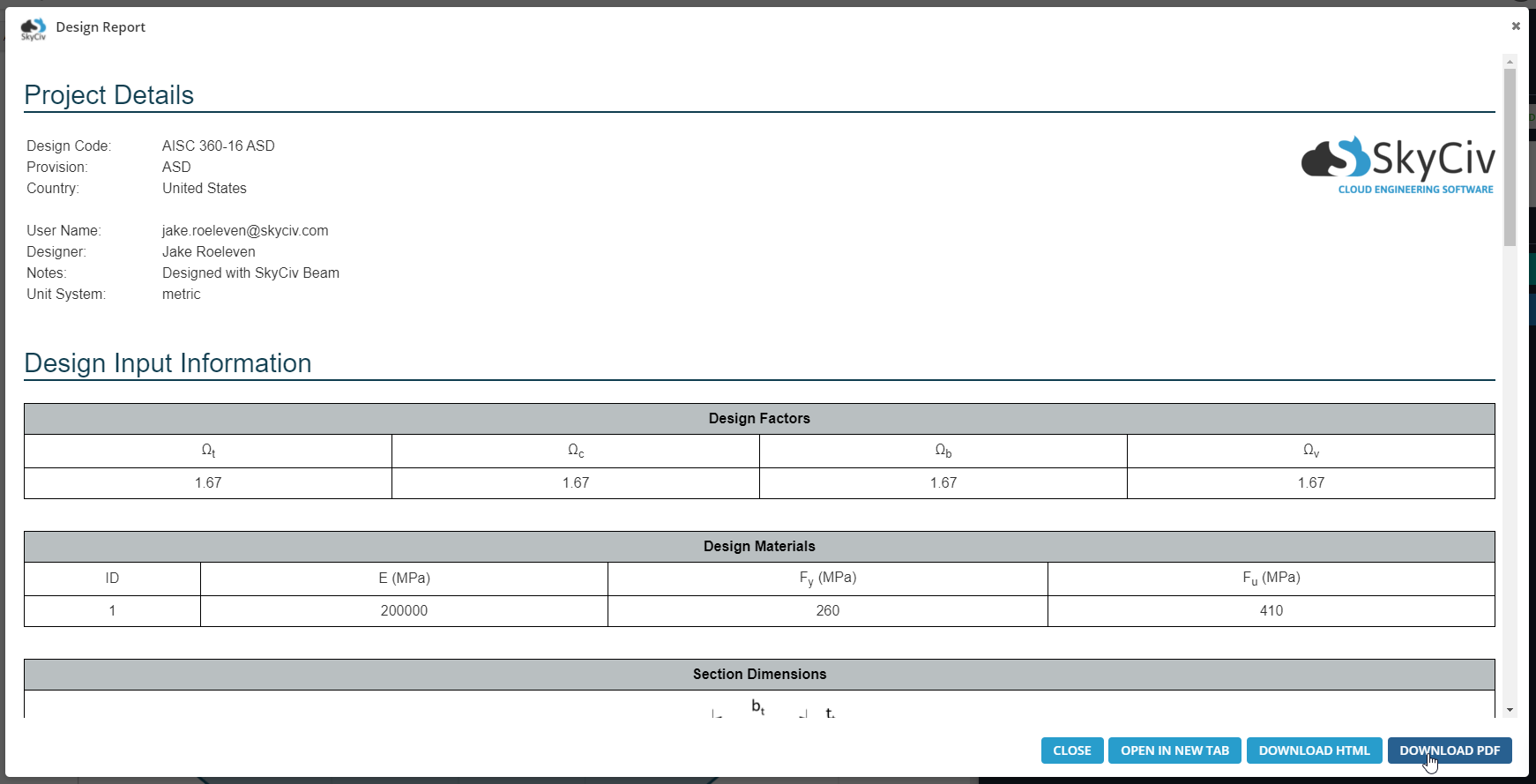 Beam Design Report