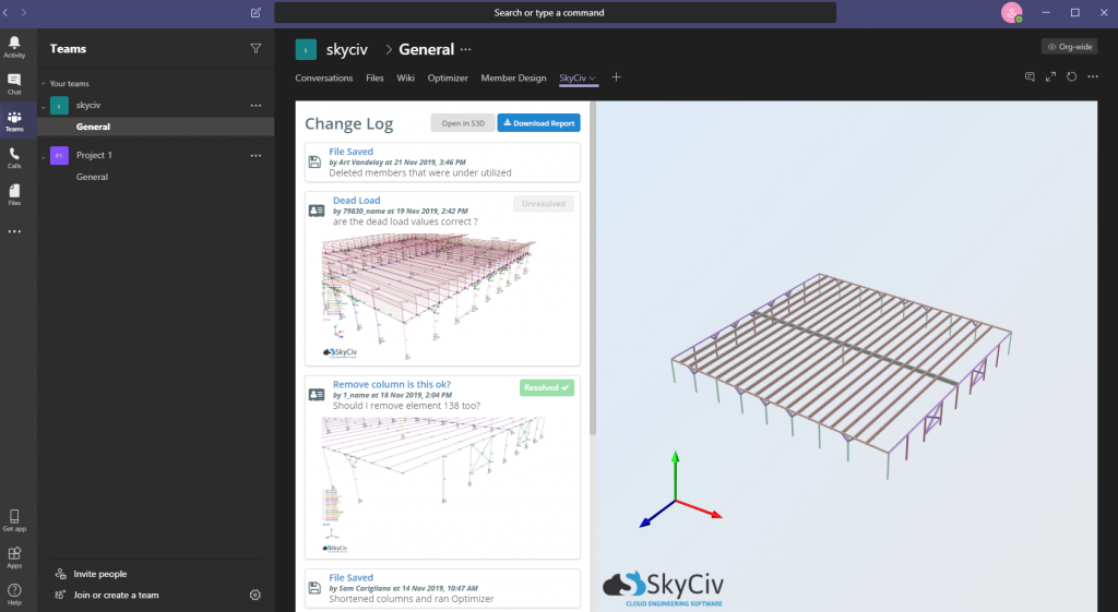 microsoft-teams-skyciv-tabblad