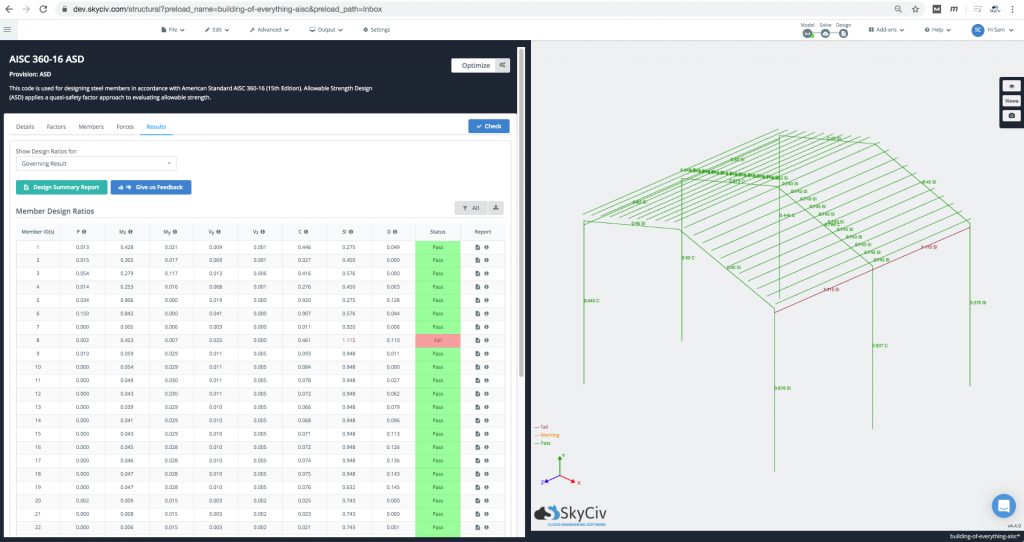 optimization-run-results-aisc-skyciv-structural-analysis-software