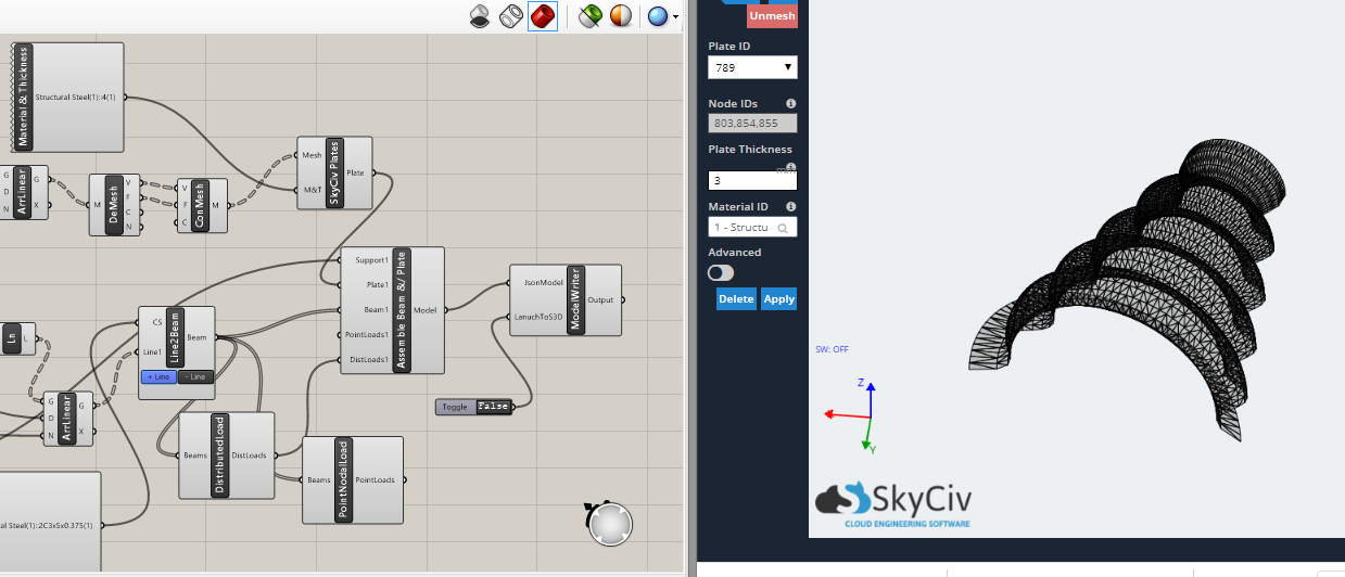 software de análise estrutural skyciv com plugin gafanhoto