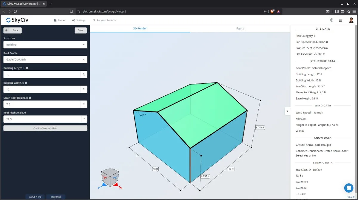 ASCE 7 Struktureingabeparameter für den Bau