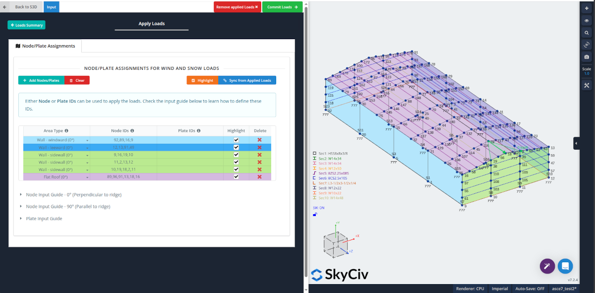 Knotenbereichszuweisungen für S3D-Modelle mithilfe des Lastgenerators