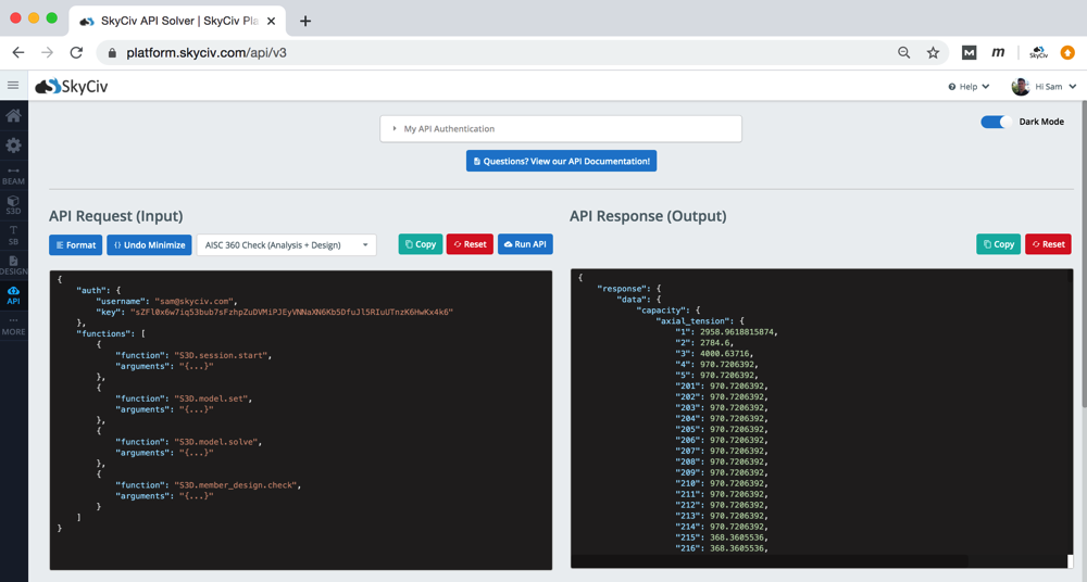 API de diseño de ingeniería estructural SkyCiv