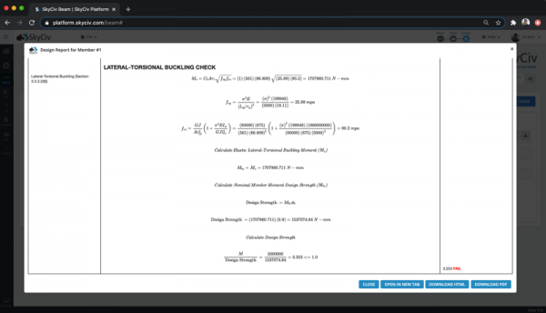 AS4600 Member Design SkyCiv Cloud Structural Analysis