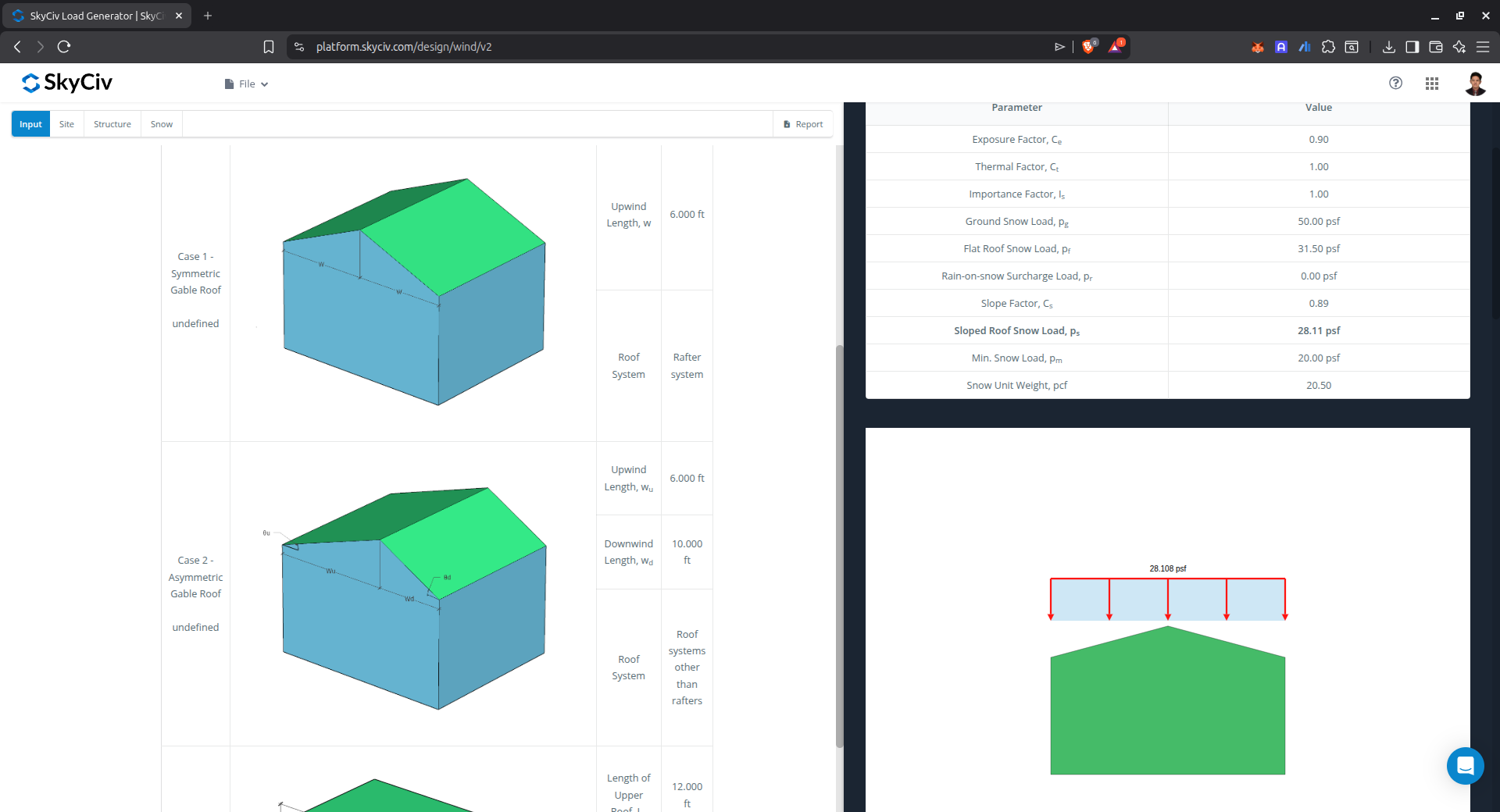 Resultados equilibrados de carga de neve