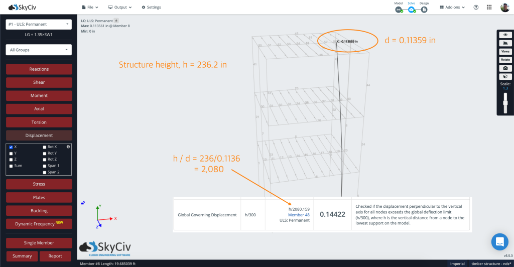 lateral displacement ratio check