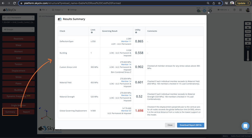 Result Summary and Limit Checks