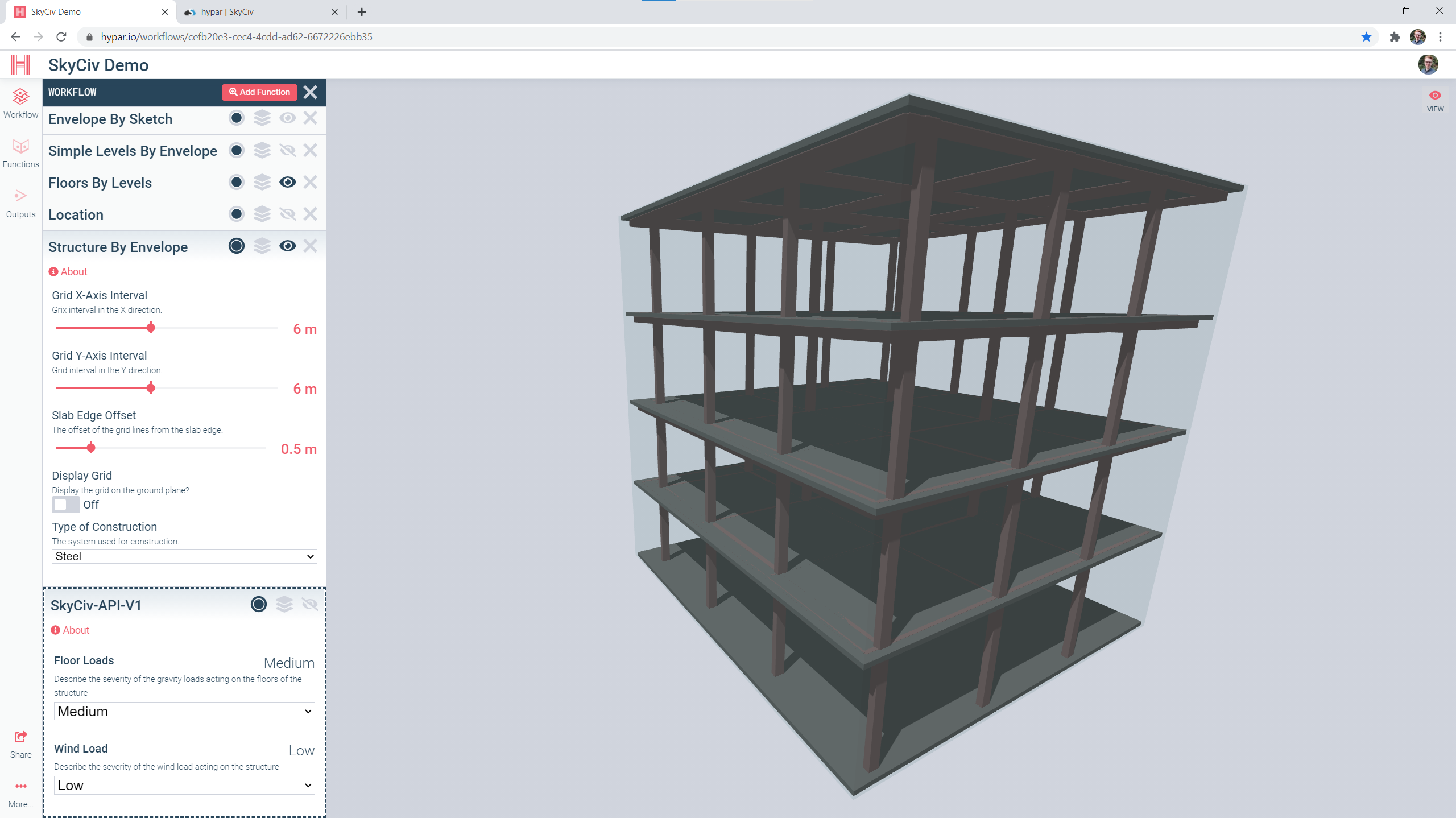 SkyCiv on Hypar for Conceptual Design