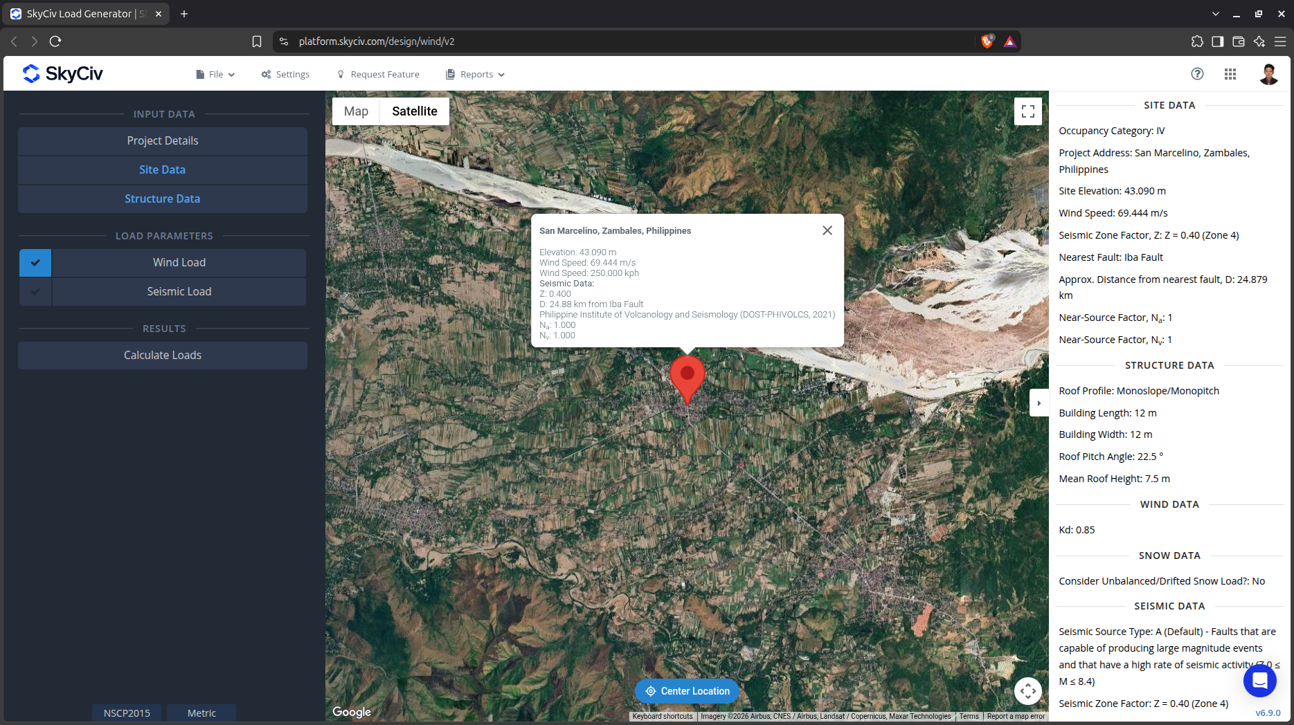 SkyCiv Load Generator Wind Load Data checkbox