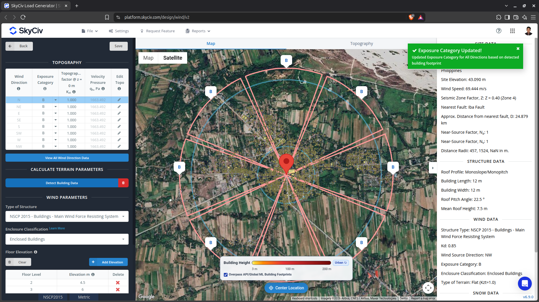 Automatic Building Footprint detection for each wind source direction