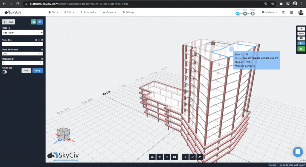 Renderizador SkyCiv 3D - Consultando Elementos e Resultados do Modelo