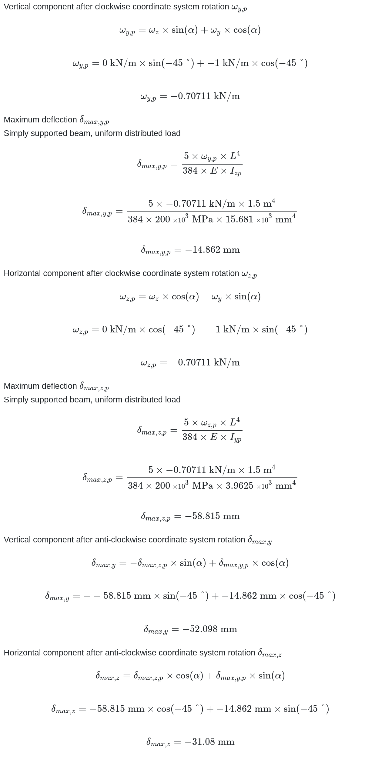 Sections asymétriques - calculs manuels