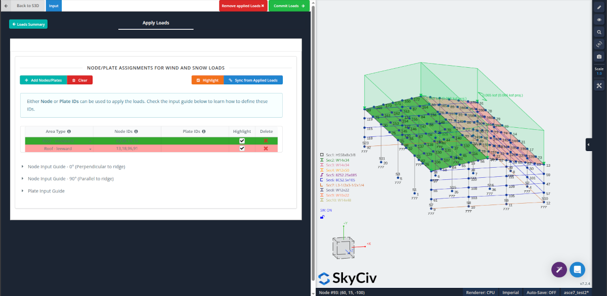 Integrated Snow load results in S3D from the Load Generator