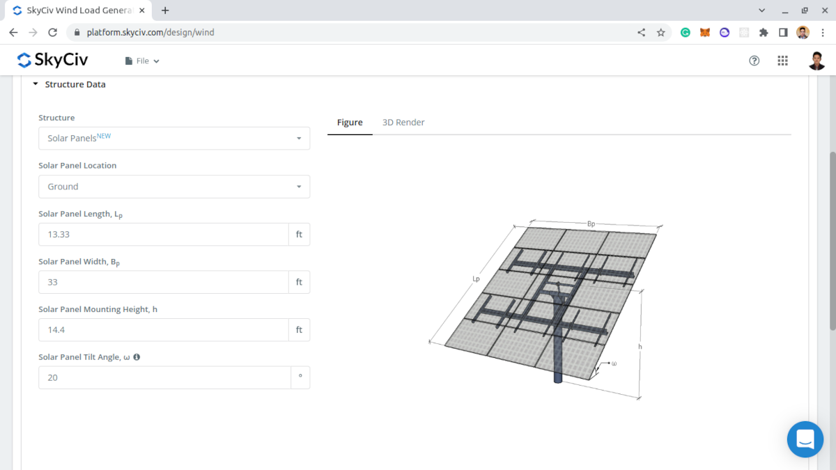 ASCE 7-16 ground solar panel dimensions