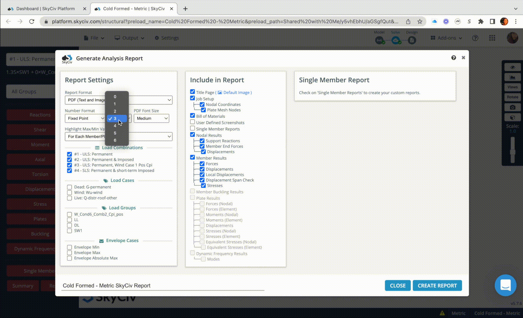 Gif de muestra de informes de SkyCiv