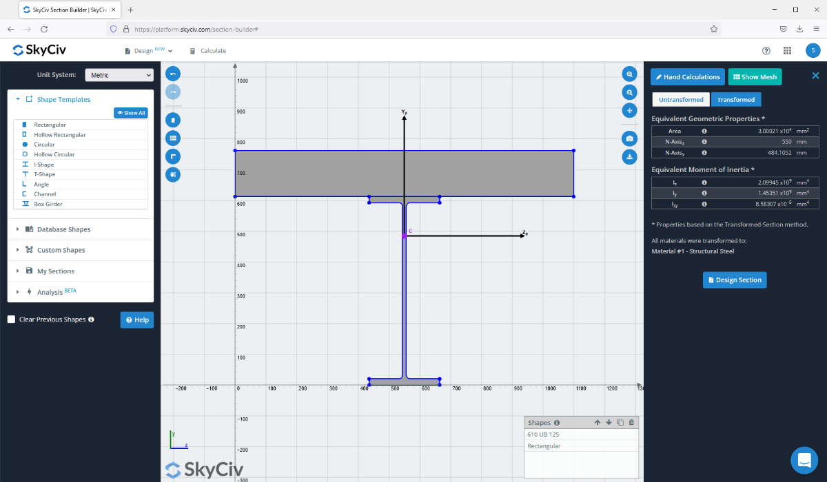 SkyCiv Section Builder SkyCiv Composite Beam