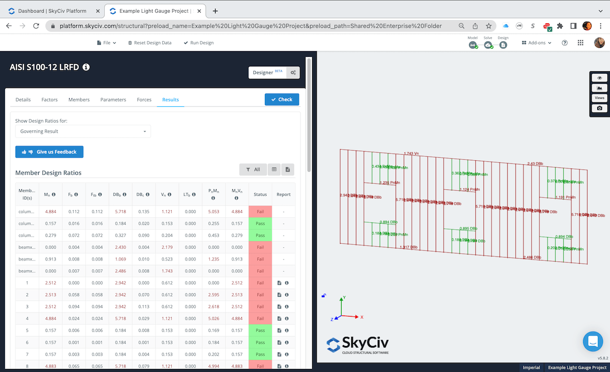 SkyCiv Integrated Design cold form-min Light gauge steel design softwareLight gauge steel design software, cold formed steel design software