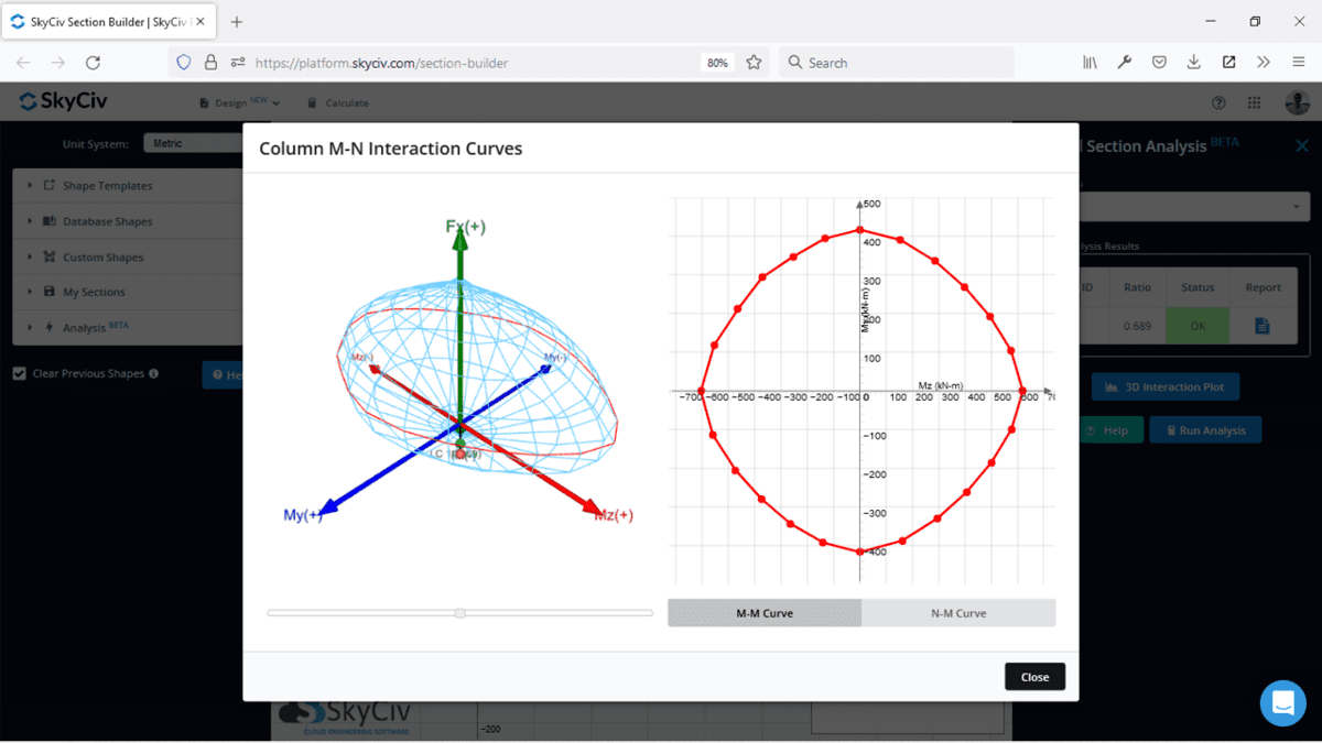 SkyCiv RC Design Building General Concrete Section Designer Interaction Diagram reinforced concrete structure design software