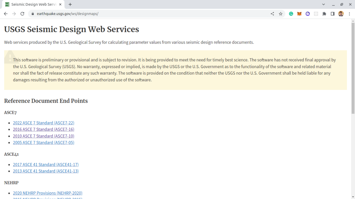 Services Web de conception USGS
