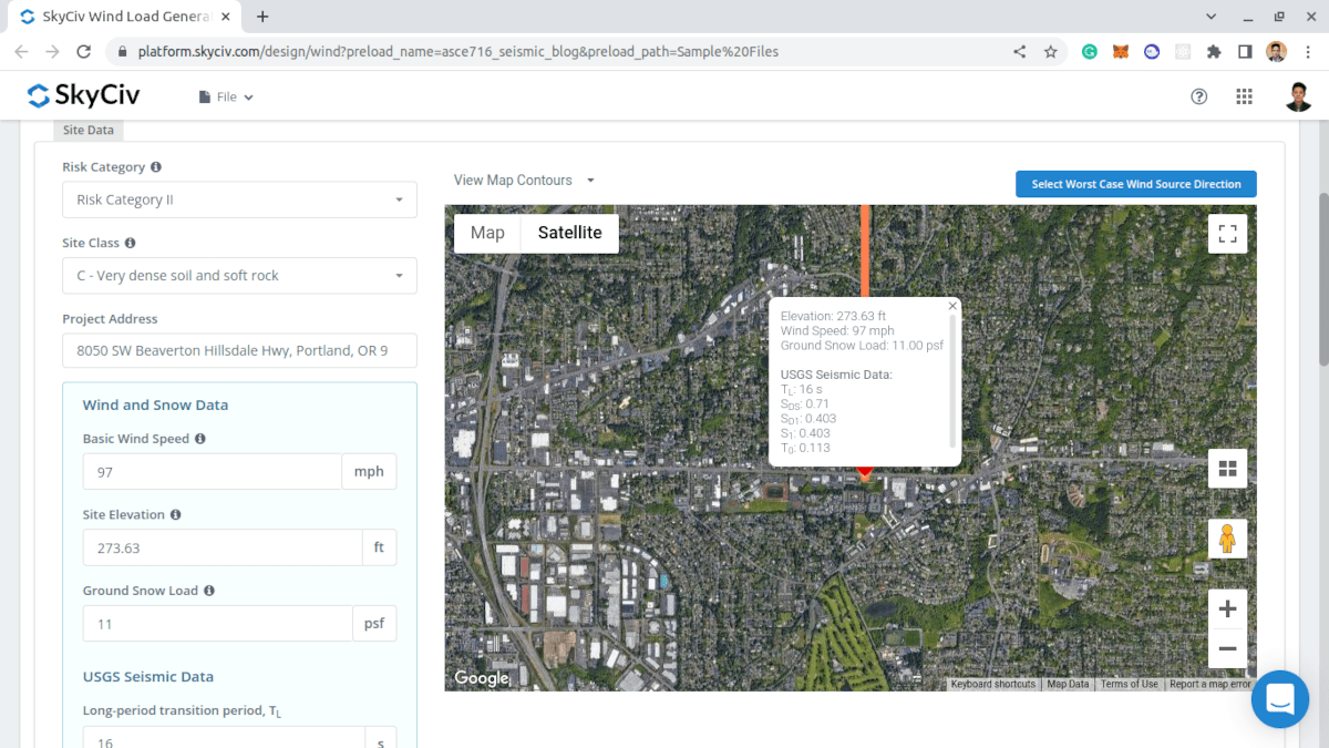 Site tab input parameters