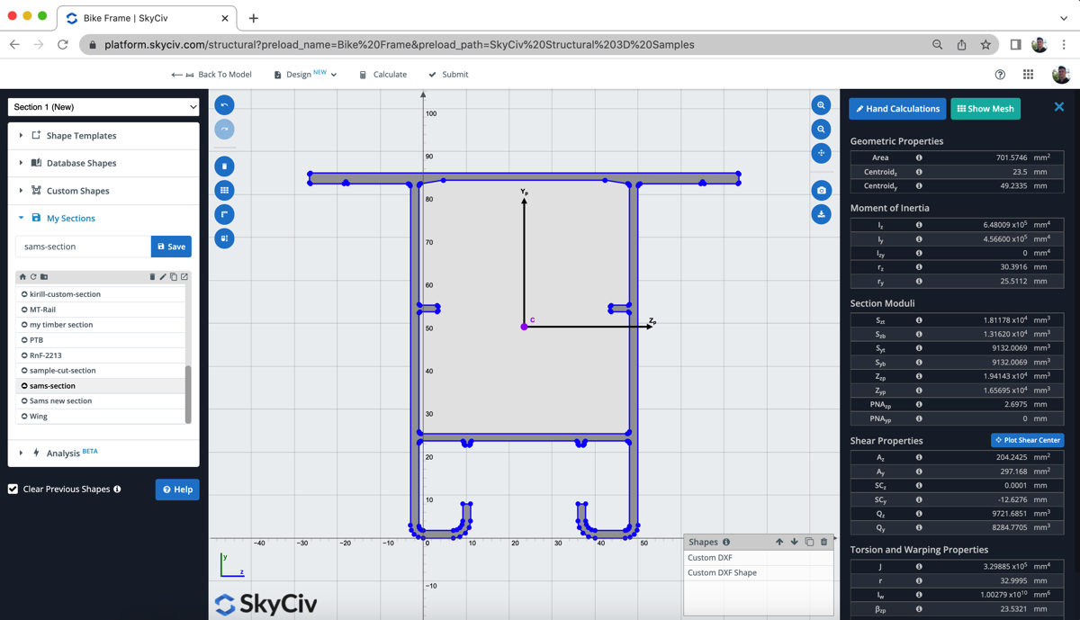 section-builder-import-benutzerdefiniertes-dxf SkyCiv Section Builder